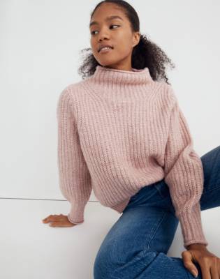 Madewell Loretto Mockneck Pullover Sweater In Heather Blush ModeSens