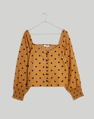 MADEWELL CORDUROY SWEETHEART SMOCKED-BACK TOP 