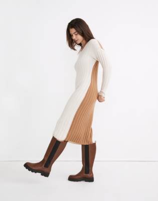 (Re)sourced Ribbed Midi Sweater Dress in antique cream image 2