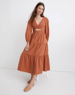 Crepe Cutout Midi Dress