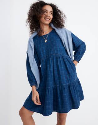 Madewell Windowpane Denim Mini Dress