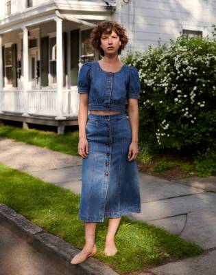 madewell midi denim skirt