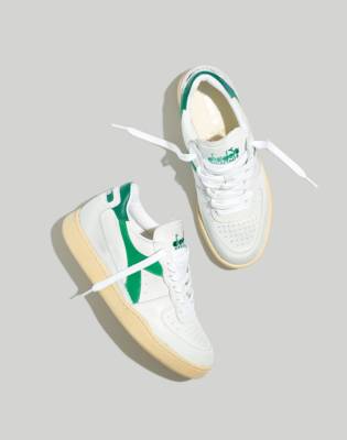 Mw Diadora&reg; Mi Basket Lo Used Sneakers In White/verdant Green
