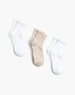 Madewell Three-pack Mwl Cloudlift Ankle Socks In Ashen Sand