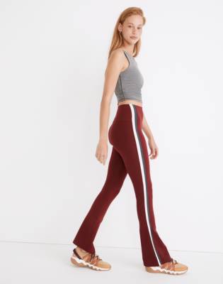 Shop Mw Splits59&trade; Striped Supplex Raquel High-waist Flare Leggings In Burgundy
