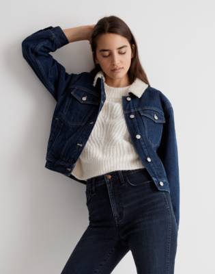 The Cropped Oversized Trucker Jean Jacket: Sherpa Collar Edition