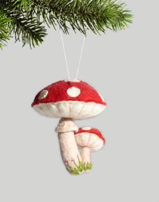 Mw Craftspring Felt Mushroom Ornament In Red