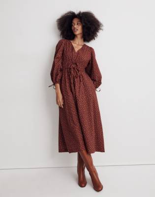 Sophia Tie-Front Midi Dress in Teaberry Floral