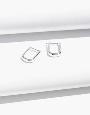 Mw Delicate Collection Demi-fine Carabiner Hoop Earrings In Sterling Silver