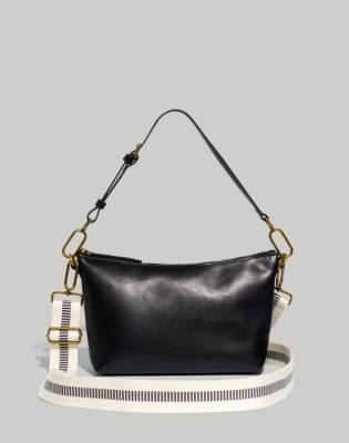Mw The Leather Carabiner Crossbody Sling Bag: Webbing Strap Edition In True Black