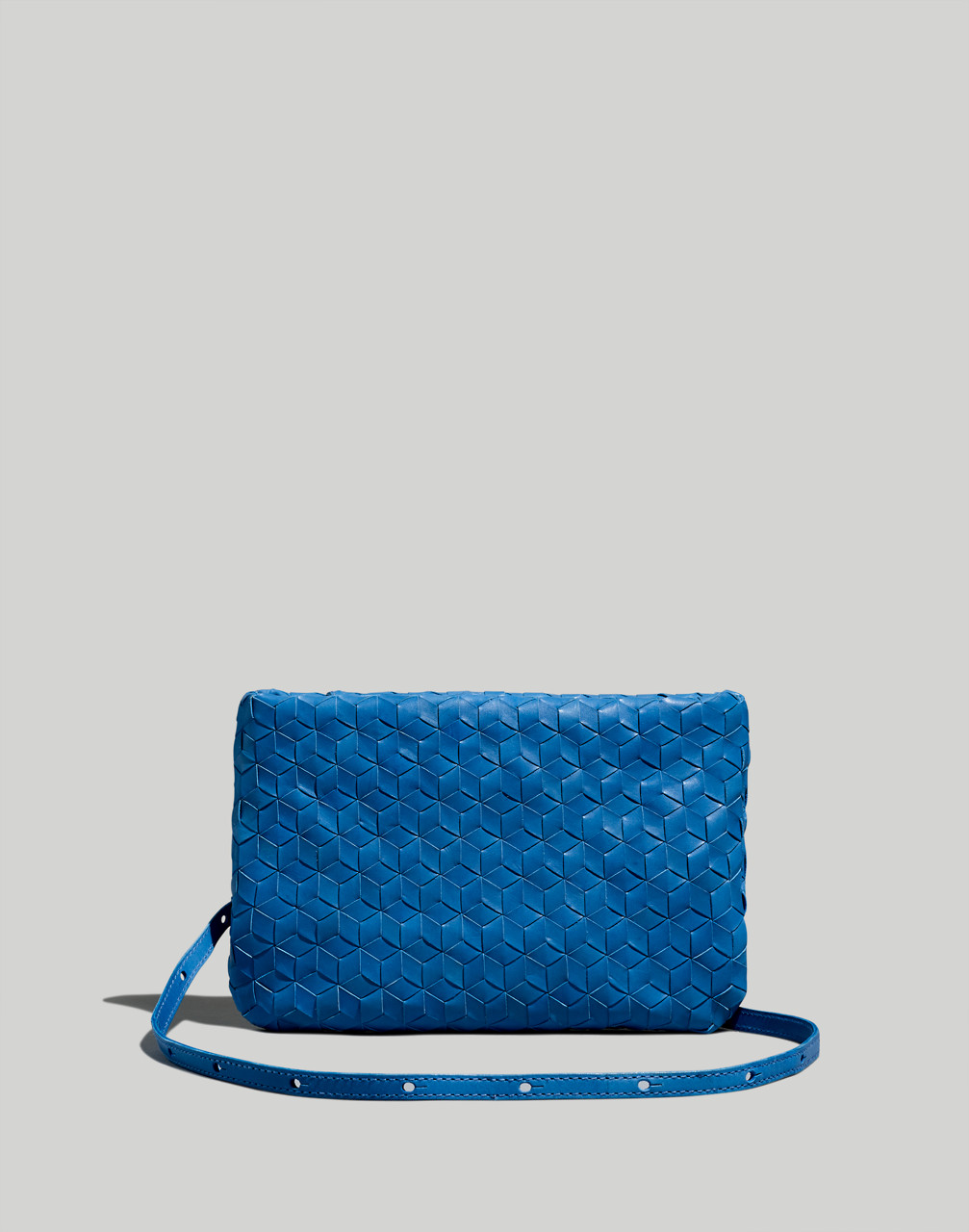 Mw The Puff Crossbody Bag: Woven Leather Edition In Blue