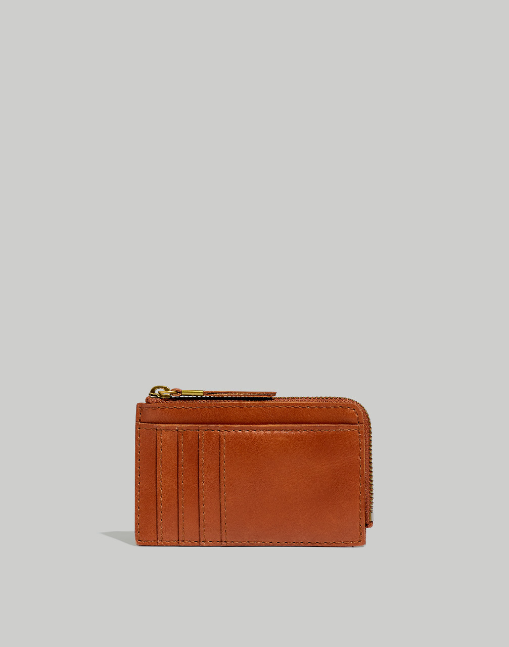 Mw Leather Zip Card Case Wallet In Red
