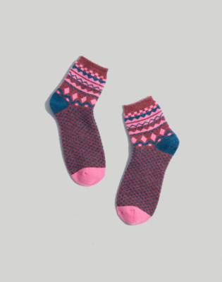 Madewell Fair Isle Ankle Socks In Cinnamon Stick