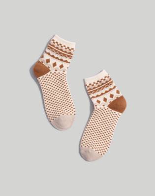 Madewell Fair Isle Ankle Socks In Alabaster