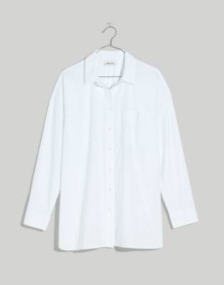 Mw Crinkle Poplin Sidonie Oversized Long-sleeve Shirt In Eyelet White