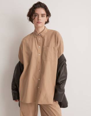 Mw The Signature Poplin Oversized Shirt In Seed Khaki