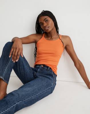 Madewell 'brightside Rib ''90s Tank' In Brilliant Tangerine