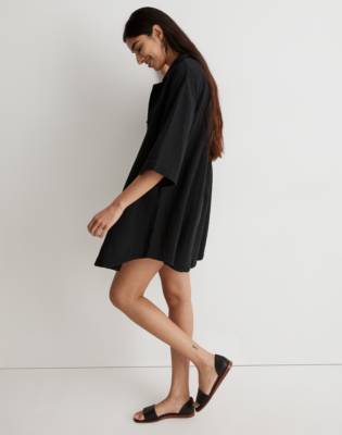 Shop Mw Lightspun Cover-up Mini Shirtdress In True Black