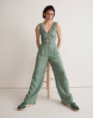 Mw The Harlow Wide-leg Pant In Trellis Green