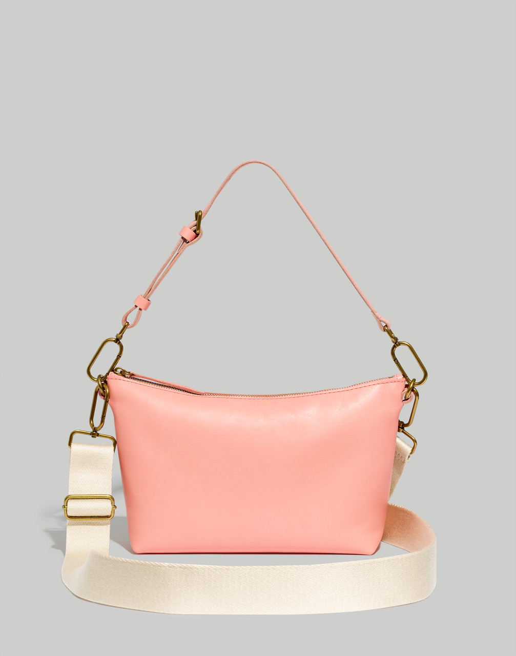 Mw The Leather Carabiner Crossbody Sling Bag In Pink