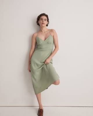 Madewell Layton Midi Slip Dress In Gatehouse Green