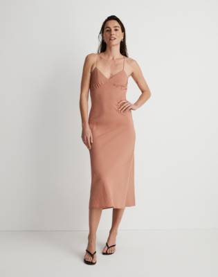 Madewell Layton Midi Slip Dress In Dried Rose