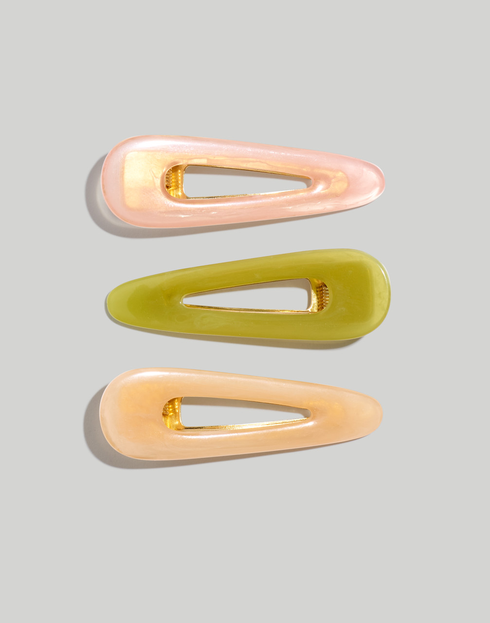 Mw Three-pack Milky Resin Hair Clips In Pink Oyster